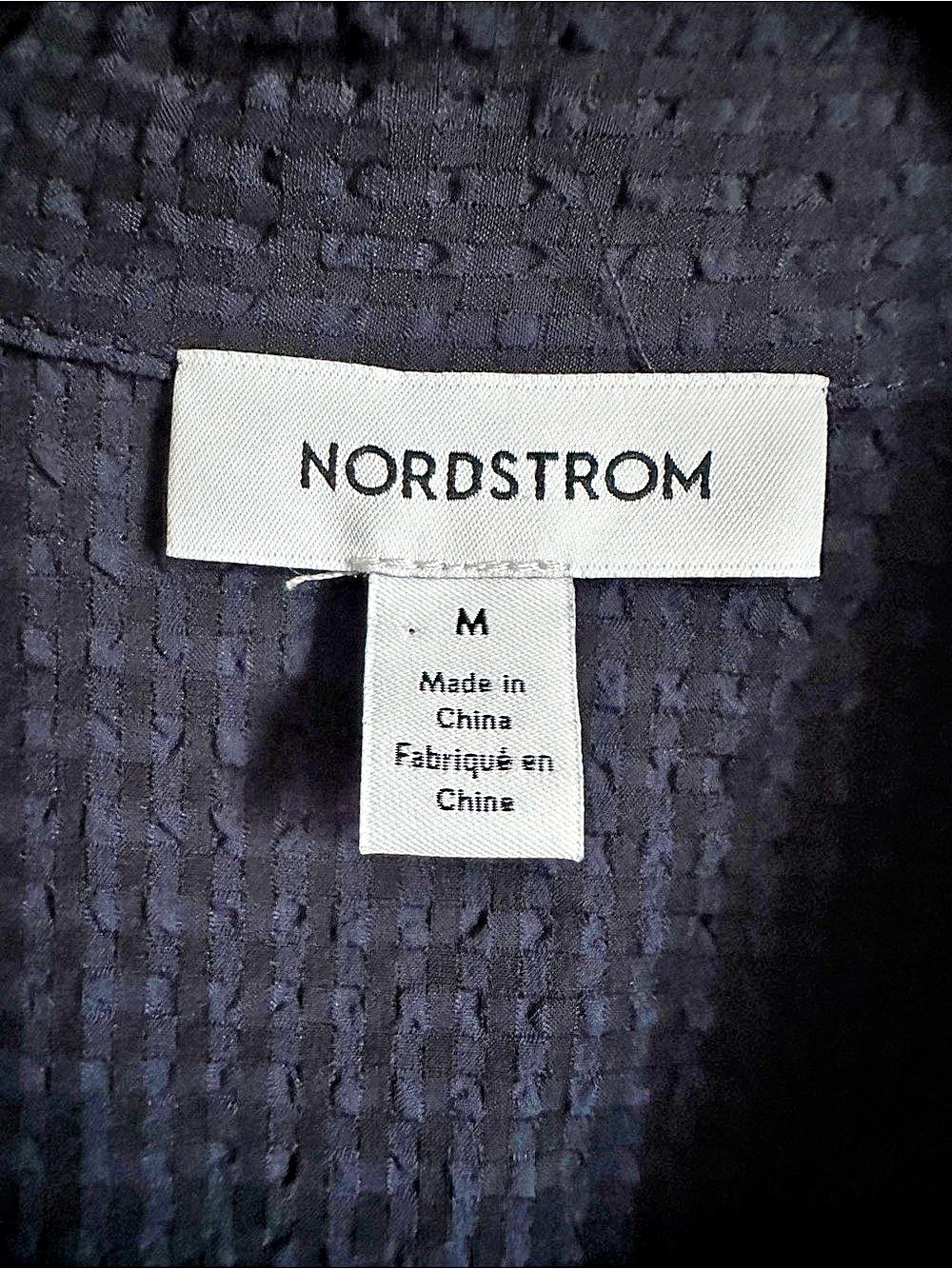 Nordstrom Women’s M Navy Seersucker Tiered  Shirt Dress Long Sleeve Collared - Picture 6 of 9